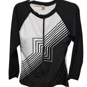 Black and White Women's Swim Top